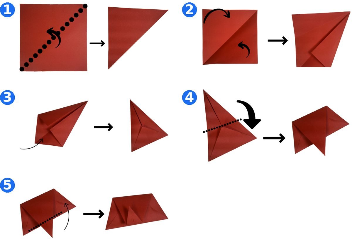Five folding steps that turn a square of paper into a standing name tent